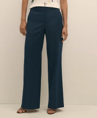 Wool Blend Hopsack Wide-Leg Pants