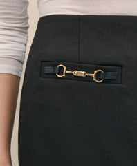 Wool Blend Horsebit-Trim Pencil Skirt