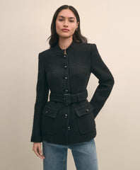Military Boucle Belted Jacket