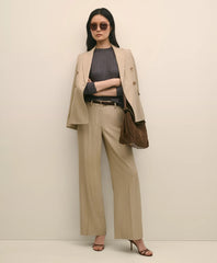 Wool-Blend Peak Lapel Double-Breasted Jacket