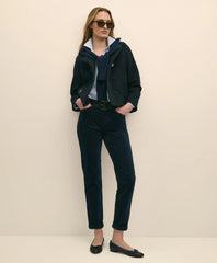 Wool Cropped Peacoat With Sweater Collar