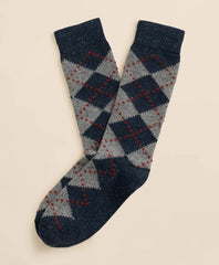 Wool-Silk Blend Argyle Socks