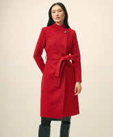 Wrap Coat in Water-Repellent Brushed-Twill Wool
