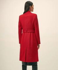 Wrap Coat in Water-Repellent Brushed-Twill Wool
