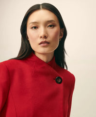 Wrap Coat in Water-Repellent Brushed-Twill Wool