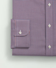 Big & Tall Stretch Supima® Cotton Non-Iron Poplin Polo Button-Down Collar, Checked Dress Shirt