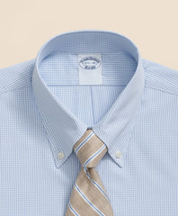 Pure Supima® Cotton Regular-Finish Polo Button Down Collar, Micro Windowpane Dress Shirt