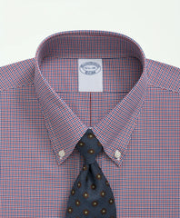 Big & Tall Stretch Supima® Cotton Non-Iron Poplin Polo Button-Down Collar, Checked Dress Shirt