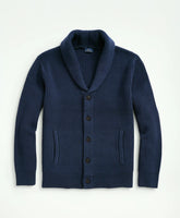 Ribbed Cotton Shawl Collar Cardigan