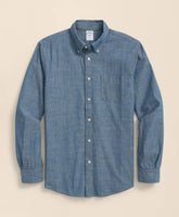 Chambray Cotton Poplin Polo Button Down Collar, Sport Shirt