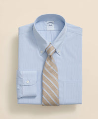 Pure Supima® Cotton Regular-Finish Polo Button Down Collar, Micro Windowpane Dress Shirt