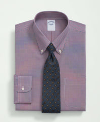 Big & Tall Stretch Supima® Cotton Non-Iron Poplin Polo Button-Down Collar, Checked Dress Shirt
