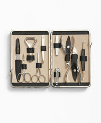 Stainless Steel Manicure Set With Calfskin Case