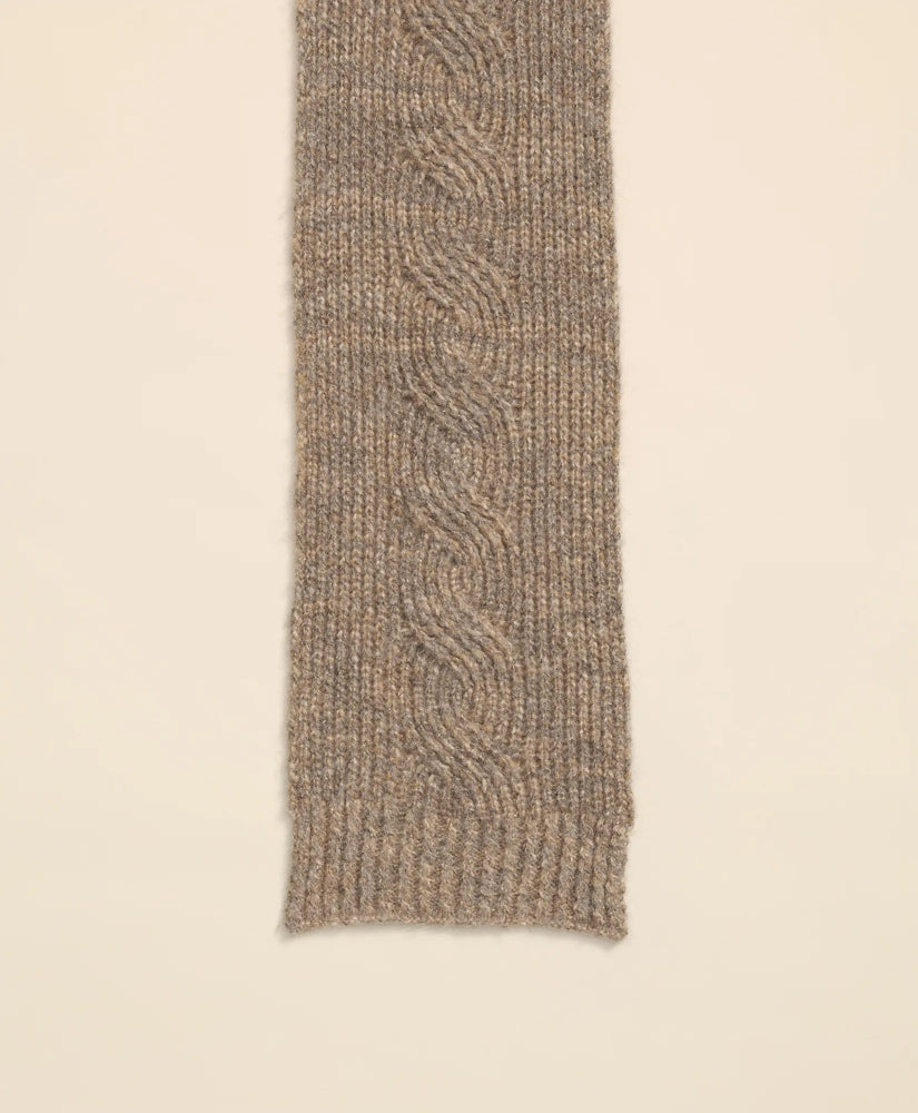 Alpaca-Cotton-Wool Blend Cable Knit Wrap Scarf