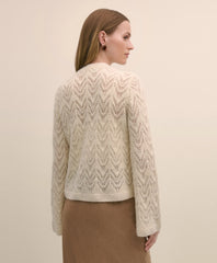 Alpaca-Wool Blend Pointelle Bell-Sleeve Sweater