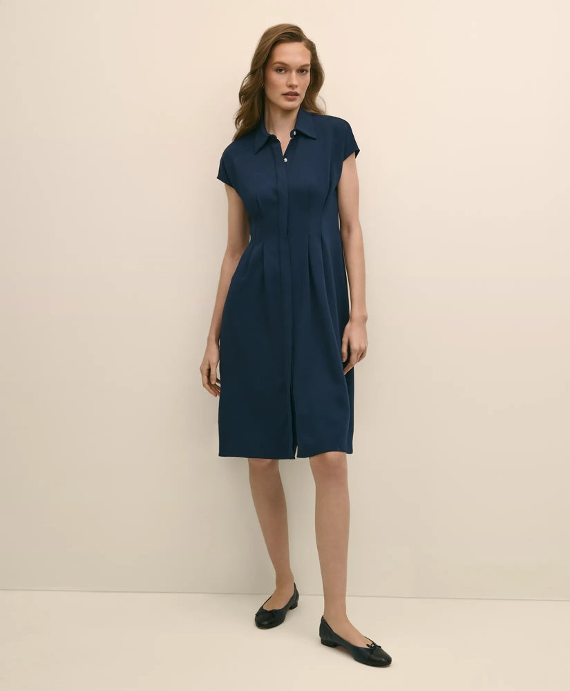 A-Line Pleated Shirt Dress