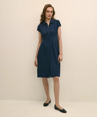 A-Line Pleated Shirt Dress
