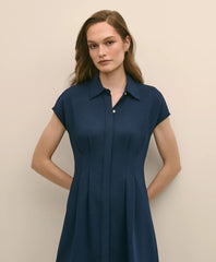 A-Line Pleated Shirt Dress