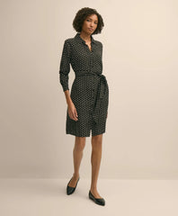 Belted Dot-Print Shirt Dress