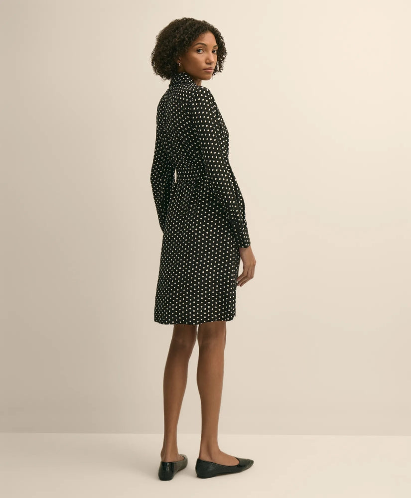 Belted Dot-Print Shirt Dress