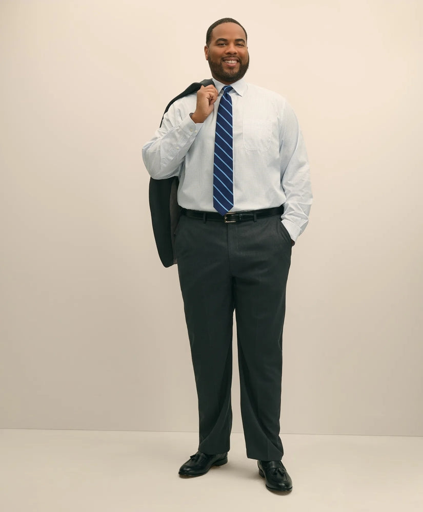 Big & Tall Stretch Cotton Broadcloth Non-Iron Ainsley Collar Grid, Dress Shirt