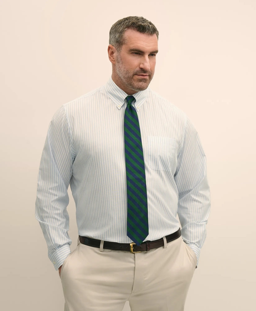 Big & Tall Stretch Cotton Broadcloth Non-Iron Polo Button Down Collar, Dress Shirt