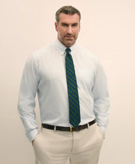 Big & Tall Stretch Cotton Broadcloth Non-Iron Polo Button Down Collar, Dress Shirt