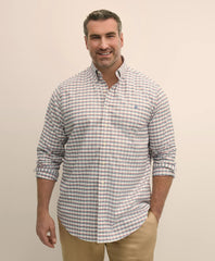 Big & Tall Stretch Cotton Non-Iron Oxford Polo Button Down Collar, Checked Shirt