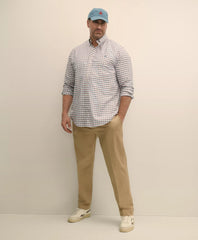 Big & Tall Stretch Cotton Non-Iron Oxford Polo Button Down Collar, Checked Shirt