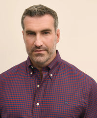 Big & Tall Stretch Cotton Non-Iron Oxford Polo Button Down Collar, Gingham Shirt