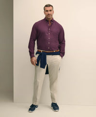 Big & Tall Stretch Cotton Non-Iron Oxford Polo Button Down Collar, Gingham Shirt