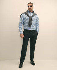 Big & Tall Stretch Cotton Non-Iron Oxford Polo Button Down Collar, Outline Check Shirt