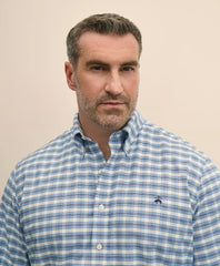 Big & Tall Stretch Cotton Non-Iron Oxford Polo Button Down Collar, Outline Check Shirt