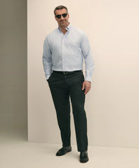 Big & Tall Stretch Cotton Non-Iron Oxford Polo Button Down Collar, Outline Stripe Shirt