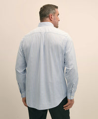Big & Tall Stretch Cotton Non-Iron Oxford Polo Button Down Collar, Outline Stripe Shirt