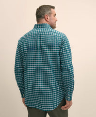 Big & Tall Stretch Cotton Non-Iron Oxford Polo Button Down Collar, Plaid Shirt
