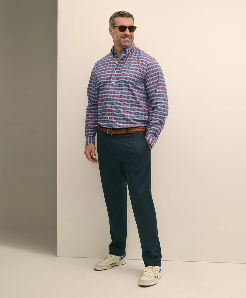 Big & Tall Stretch Cotton Non-Iron Oxford Polo Button Down Collar, Royal Stewart Tartan Shirt