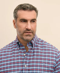 Big & Tall Stretch Cotton Non-Iron Oxford Polo Button Down Collar, Royal Stewart Tartan Shirt