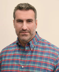Big & Tall Stretch Cotton Non-Iron Oxford Polo Button Down Collar, Tartan Shirt