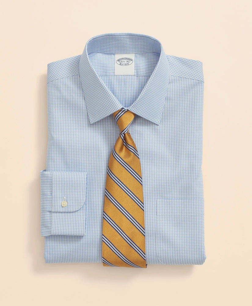 Big & Tall Stretch Supima® Cotton Non-Iron Pinpoint Oxford Ainsley Collar, Gingham Dress Shirt