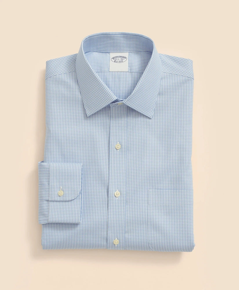 Big & Tall Stretch Supima® Cotton Non-Iron Pinpoint Oxford Ainsley Collar, Gingham Dress Shirt