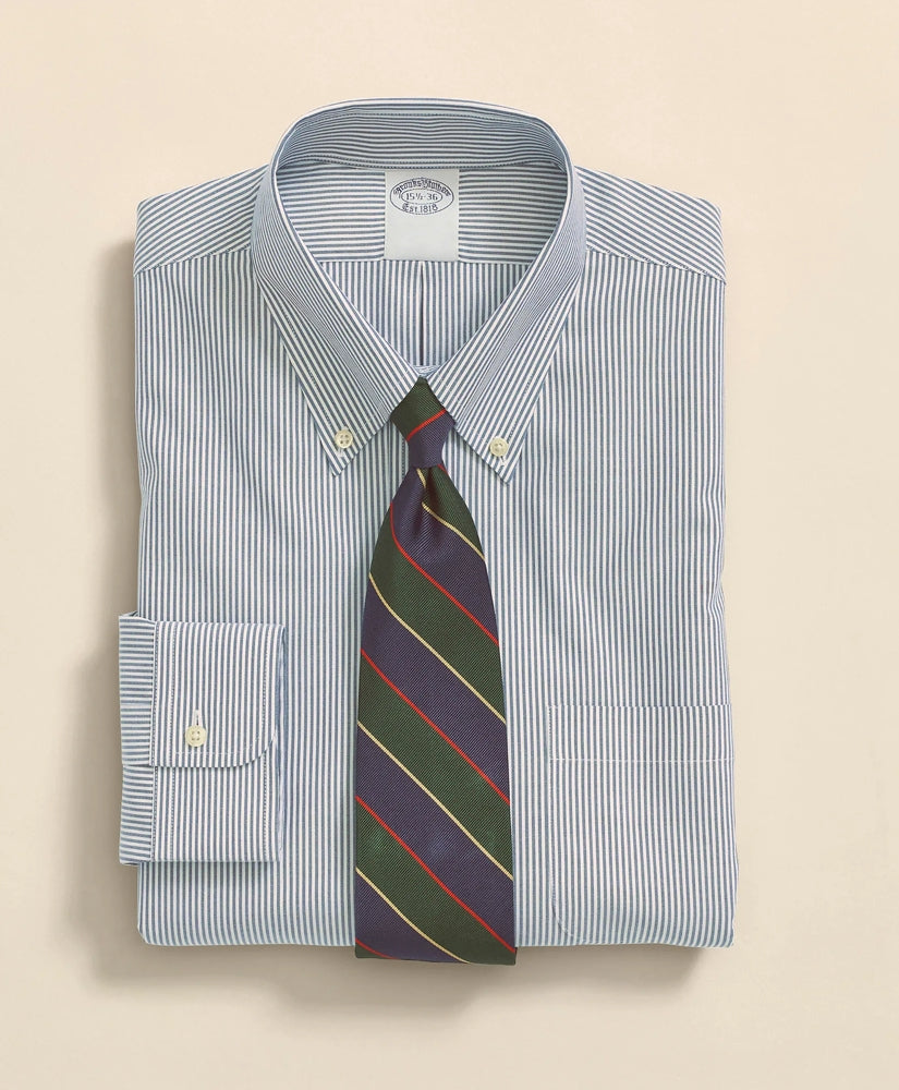 Big & Tall Stretch Supima® Cotton Non-Iron Pinpoint Oxford Button-Down Collar, Candy Stripe Dress Shirt