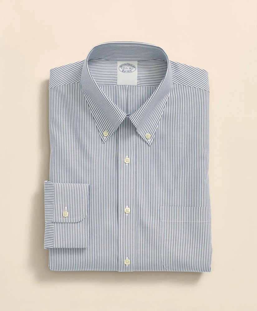 Big & Tall Stretch Supima® Cotton Non-Iron Pinpoint Oxford Button-Down Collar, Candy Stripe Dress Shirt