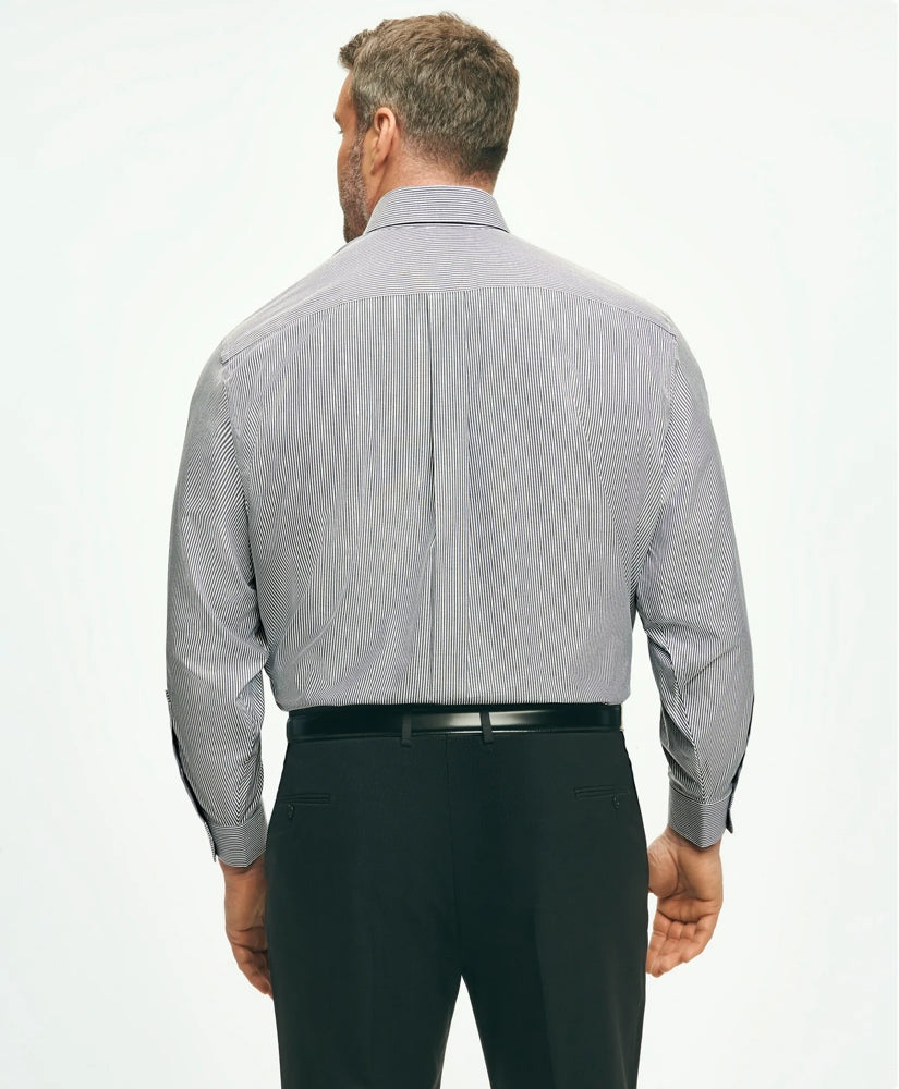 Big & Tall Stretch Supima® Cotton Non-Iron Pinpoint Oxford Button-Down Collar, Candy Stripe Dress Shirt