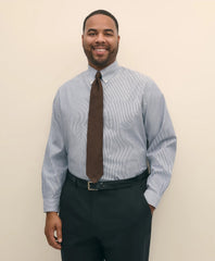 Big & Tall Stretch Supima® Cotton Non-Iron Pinpoint Oxford Button-Down Collar, Candy Stripe Dress Shirt
