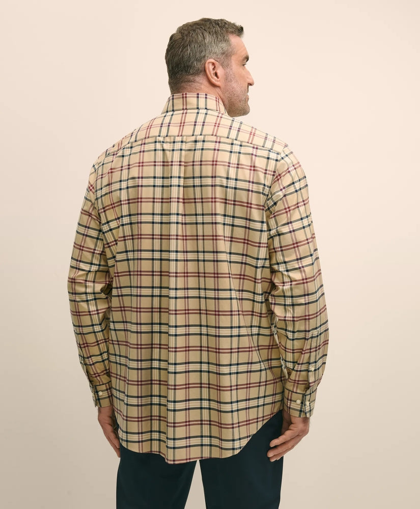 Big & Tall Stretch Supima® Cotton Non-Iron Twill Polo Button-Down Collar Tartan Shirt