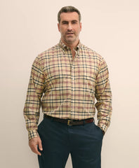 Big & Tall Stretch Supima® Cotton Non-Iron Twill Polo Button-Down Collar Tartan Shirt