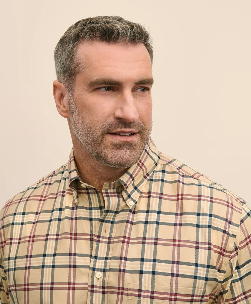 Big & Tall Stretch Supima® Cotton Non-Iron Twill Polo Button-Down Collar Tartan Shirt