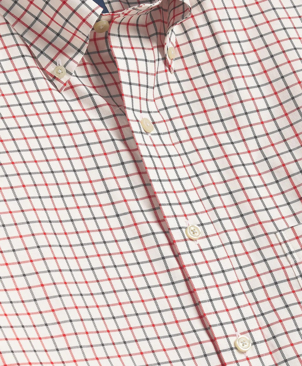 Big & Tall Stretch Supima® Cotton Non-Iron Twill Polo Button Down, Tattersall Sport Shirt