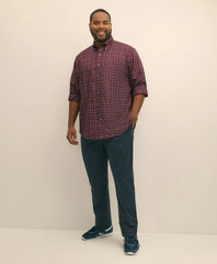 Big & Tall Stretch Supima® Cotton Non-Iron Twill Polo Button Down, Windowpane Sport Shirt